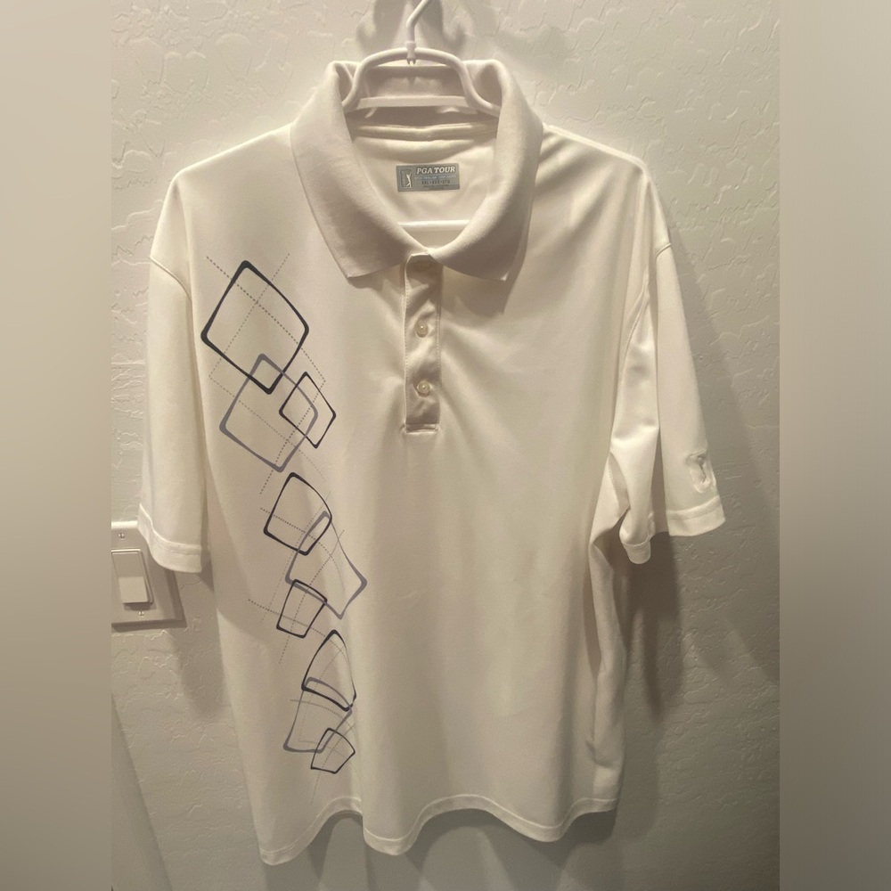 PGA Tour Athletic Fit Mens White Short Sleeve Polo Shirt XXL